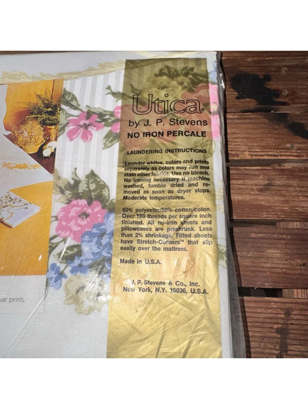 Vintage Stevens Utica Twin Flat Sheet Canterbury Floral Percale USA NEW IN PKG